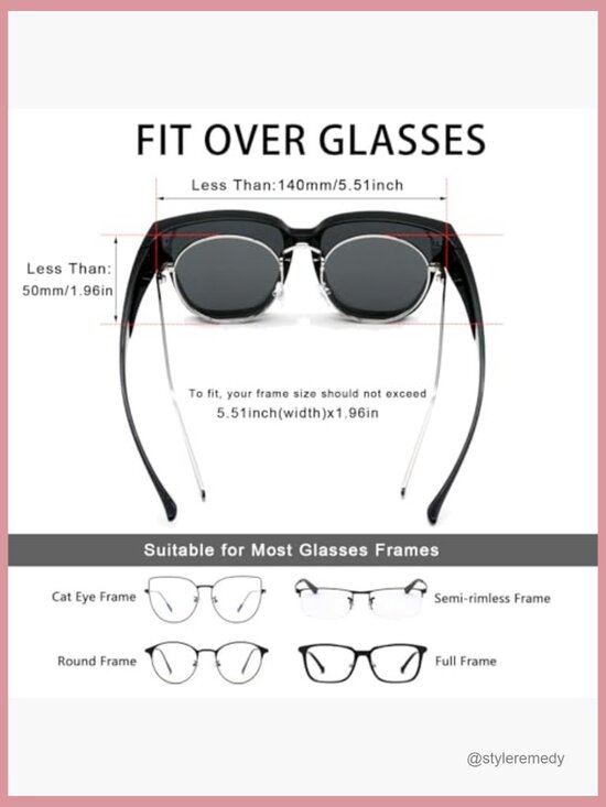 Polarized Fit Over Sunglasses for Glasses, Square Cat Eye Frame main image 4